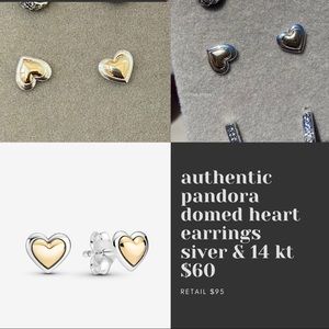 Authentic Pandora Sterling Silver & 14kt Gold Earrings. NWOT